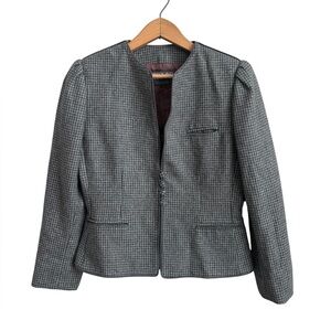 Vintage Stirling Cooper 100% Wool Houndstooth Blazer Puff Shoulder Fitted Jacket